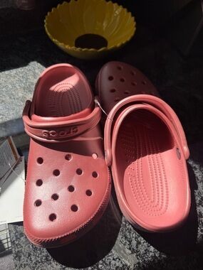 CROCS Coral Pink Classic Clogs with Heel Strap